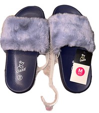 Kids Blue Fluffy Slippers Size M 2/3 New/Tags - Art Class