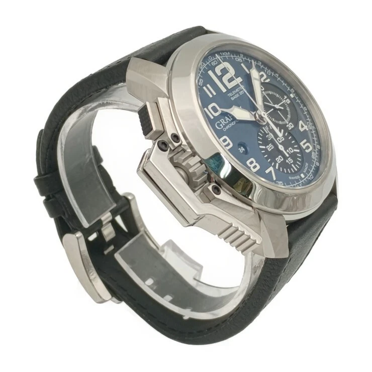 Reloj GRAHAM Chronofighter Gran Tamaño 2CCAS.U01A Plateado Azul Esfera SS Para hombres Fecha Foto 3 de 4