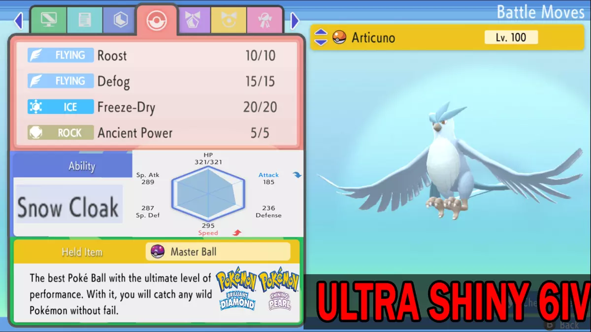 Shiny ARTICUNO 6IV / Pokemon Brilliant Diamond and Shining 