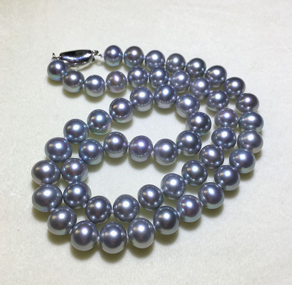 Enorme Collar de Perlas Redondas Gris Plata Genuina Mar del Sur Natural 17"10-12mm 2588