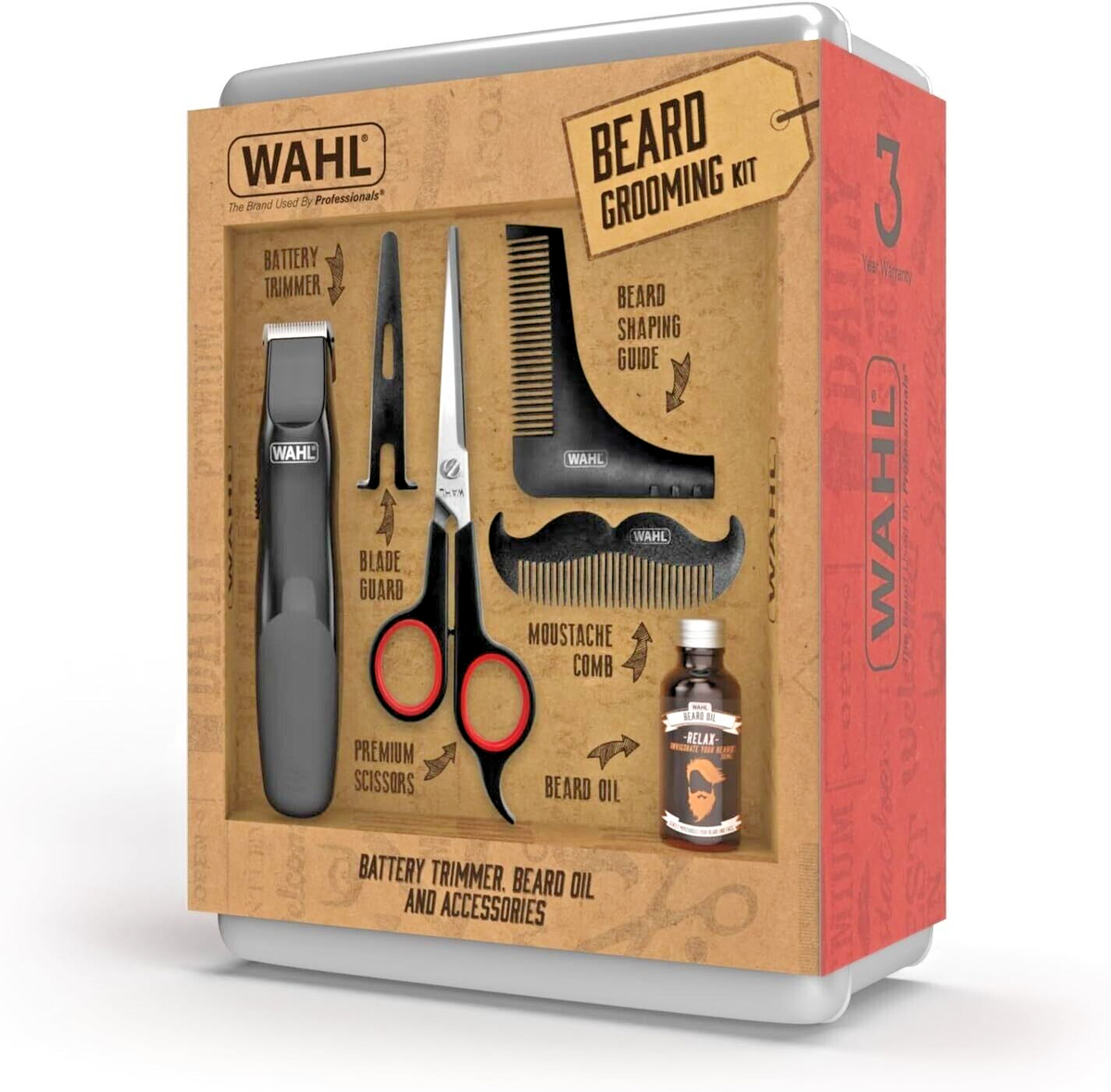 Wahl Beard Grooming Kit Gift Set, Beard Trimmer for Men, Beard Oil
