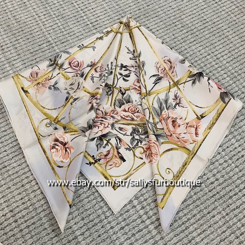 Sciarpa In Seta Twill 18 Momme Doppio Faccia – Stampa Ventagli E Farfalle, 90x90cm