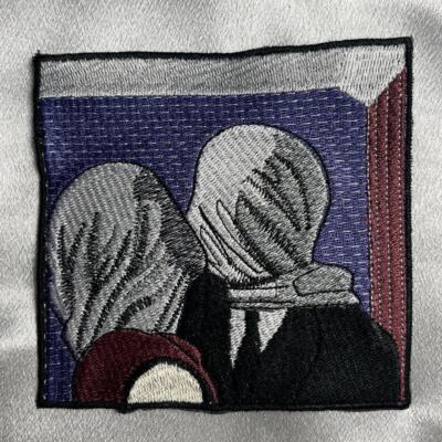Magritte The Lovers 1928 Painting Iron On Embroidery Patch Surreal Art Jacket