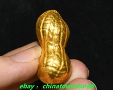 1.3'' Rare Old Chinese Bronze Gilt Dynasty Hua Sheng Huasheng Peanut Statue