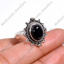Black Onyx Ring 925 Sterling Silver Band Statement Ring Handmade Oval Shape