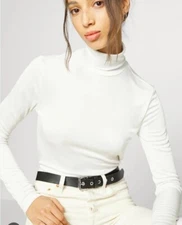 BNWT LEVI'S IVORY WHITE TURTLENECK BLOUSE TOP ROLL NECK SIZE XS