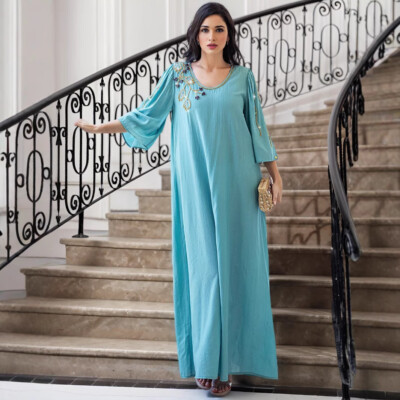 open lace back dress Robe Dress Velour Moroccan Kaftan Partywear Gown – Maxim Creation main image 1