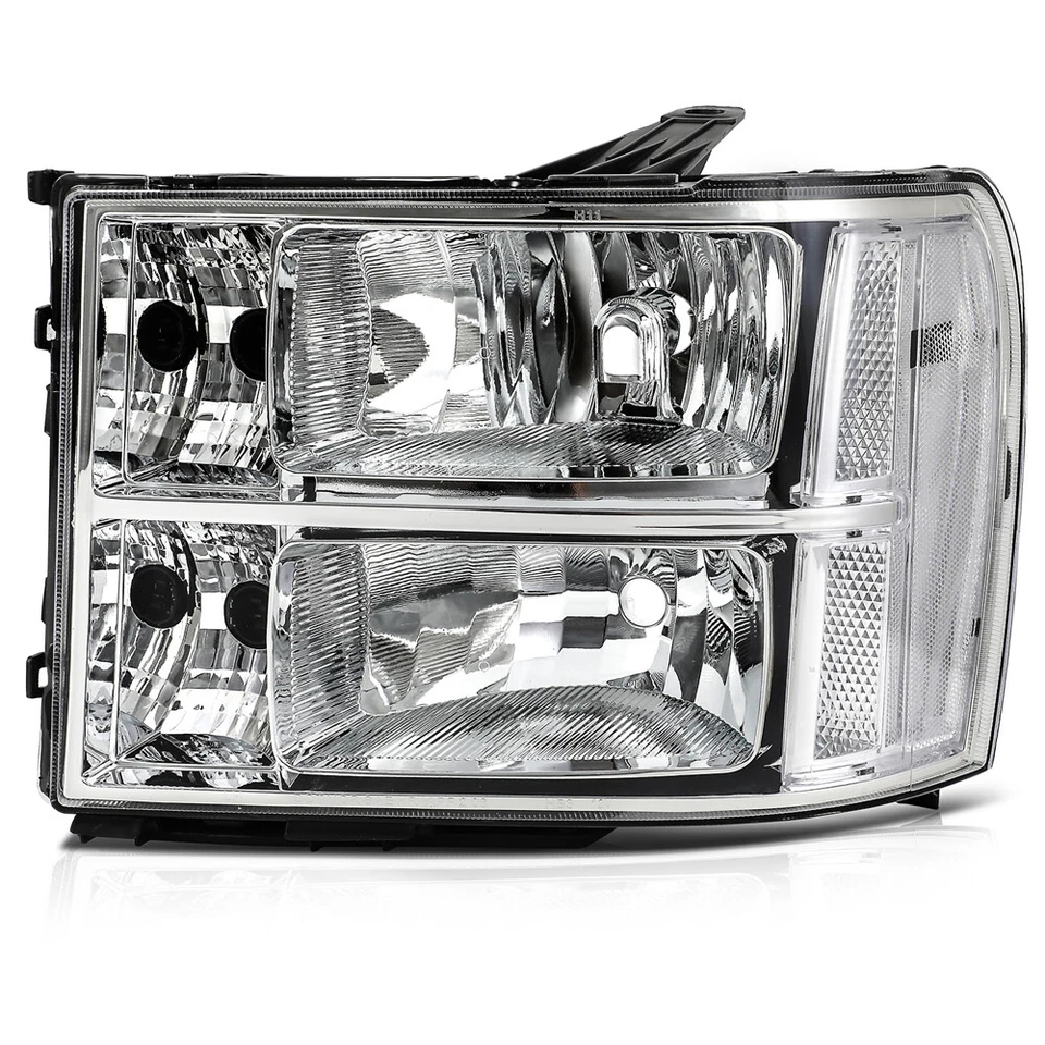 Conjunto de faros para GMC Sierra 2500 HD 3500 HD 2007-2014 carcasa cromada Foto 4 de 4