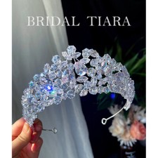 Luxury All CZ Cubic Zirconia Wedding Princess Queen Tiara Crown For Women