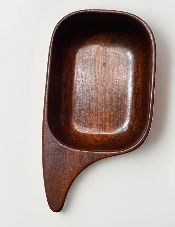 Juego de 3 cuencos de teca modernos de mediados de siglo Konst Sovestad Sowe Nut Bowls Suecia madera de teca Foto 2 de 4