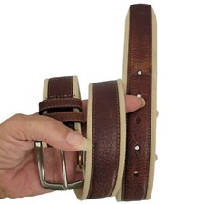 Vintage Concepts Belt Leather Canvas 2 Toned Country Cowgirl Brown Tan S/M