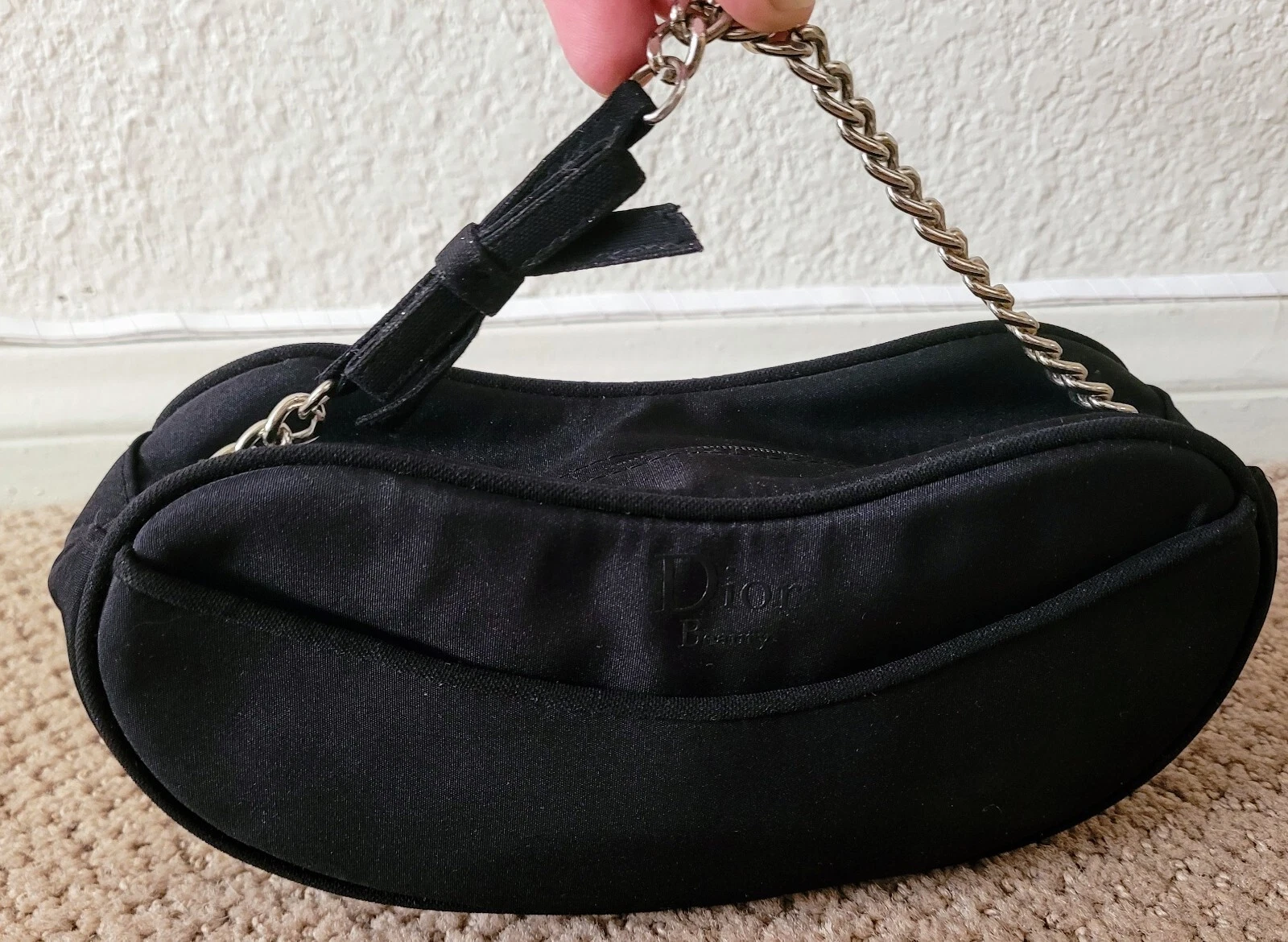 AUTHENTIQUE TOILE CHRISTIAN DIOR COSMÉTIQUE/SAC DE VOYAGE/SANGLE CHAÎNE DE POCHE NEUF AVEC ÉTIQUETTE NOIR