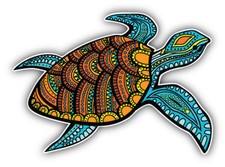 Patterned Turtle Car Bumper Sticker Decal - ''SIZES''