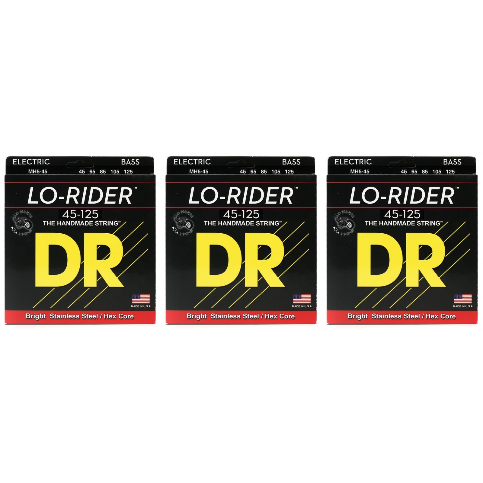 Струны для бас-гитары DR Strings MH5-45 Lo-Rider из нержавеющей стали - .045-.125
