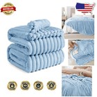 Cozy Striped Fleece Throw Blanket - King Size 108x90 for All Seasons