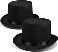 2 Pack Black Top Hat - Classic Style Black Felt Top Hat Costume Accessories