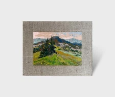 Oil painting Carpathian village Ukrainian painter Canvas original landscape art