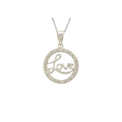 Sterling Silver Love Necklace with Diamond Accents, 18 Sterling Silver Love Necklace with Diamond Accents, 18