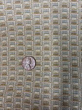 Tan Blue Plaid Upholstery Fabric Woven Cotton Lightweight 1 1/2 Yd 58 Wide