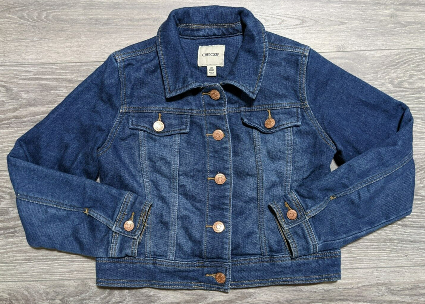Cherokee Jacket Girls Large 10-12 Soft Denim Cotton/Rayon Jean Kids