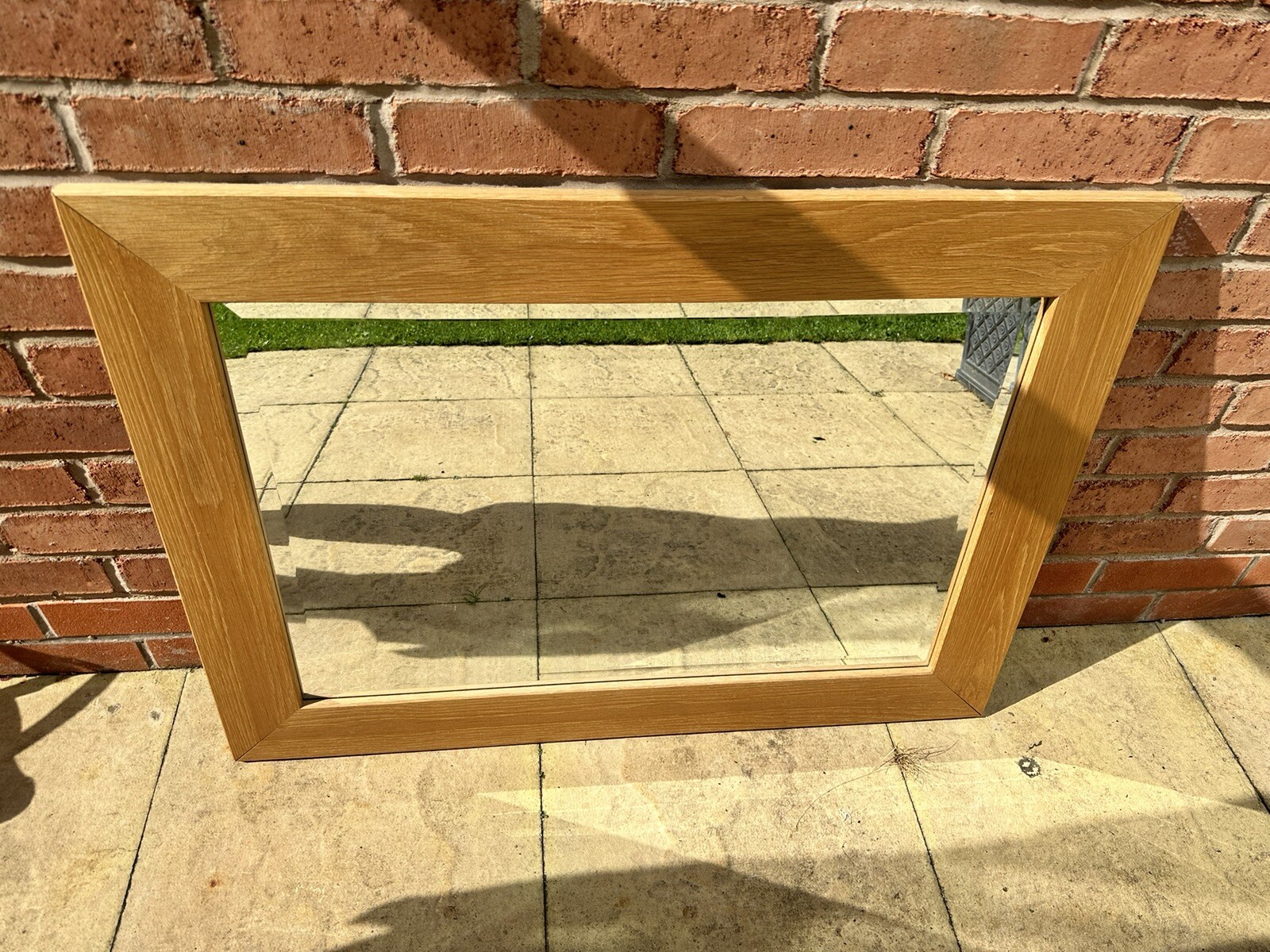 Large oak framed mirror eBay