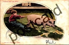 1904 "LITTLE ON THE HOG" pig tail, RPO Port & San F, Rieder Pub. postcard jj250