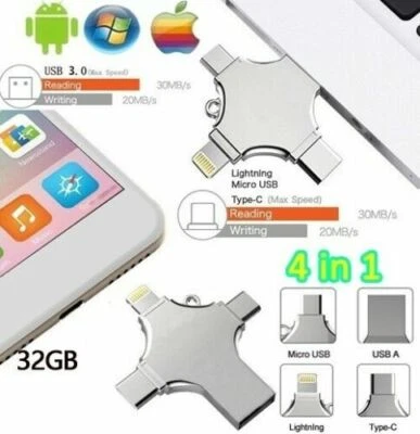 Memoria flash USB 3.0 Photo Stick unidad U 2 TB 128 GB OTG 4 en 1 para iPhone Samsung