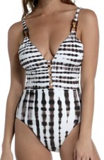 La Blanca L138822 Twisted Bamboo Plunge One Piece Swimsuit Women's Size 12