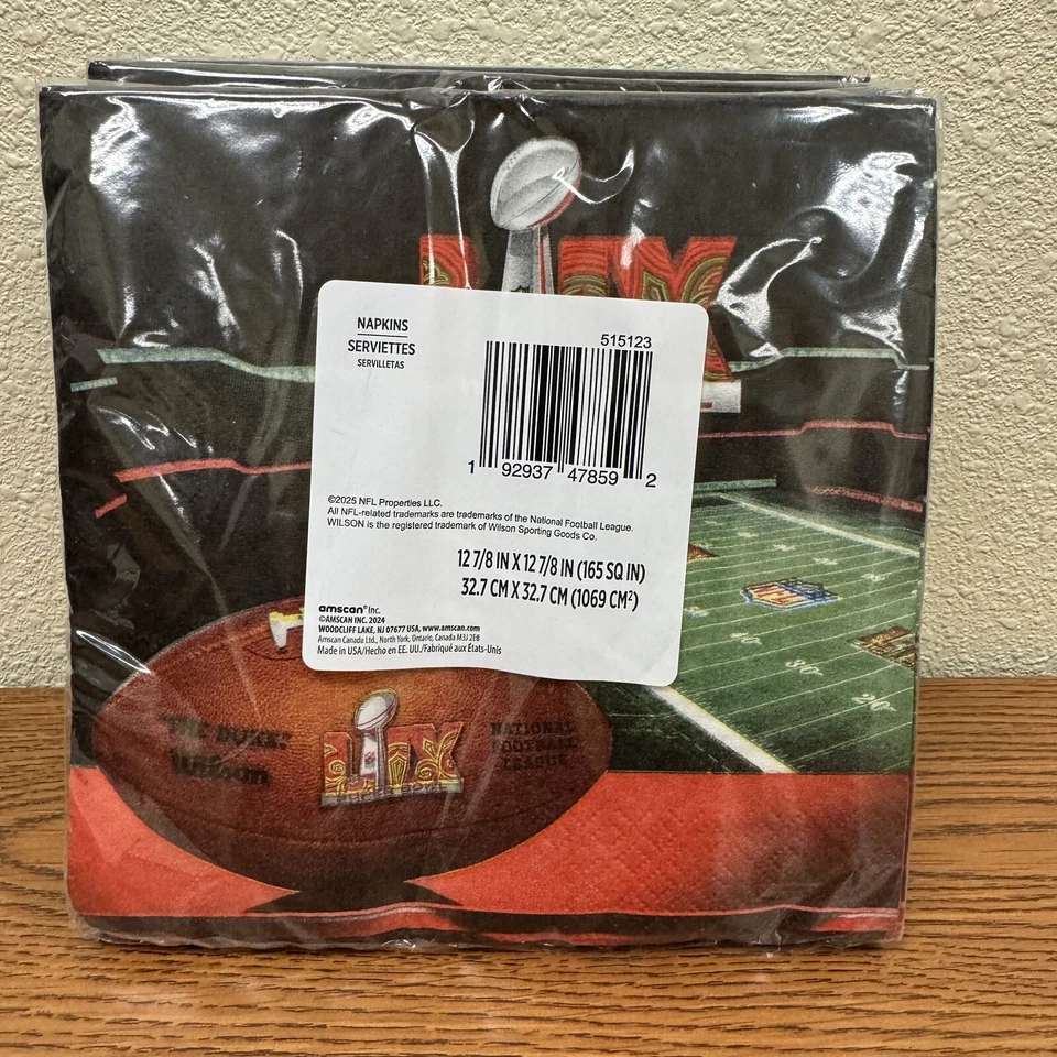 NUEVAS servilletas de papel para fiesta Super Bowl 59 LIX NEW ORLEANS 48 quilates (3 paquetes de 16 quilates) Foto 2 de 2