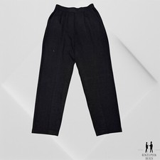 St John Pants Womens 6 Black Santana Knit Elastic Pleats Pull On Wide Leg Basics