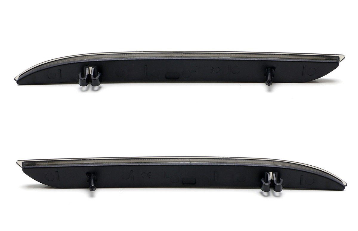 Smoked Lens Rear Bumper Reflectors For 2015-2017 Ford Mustang - OE-Spec Black Smoked Replacement Lenses | IJDMTOY