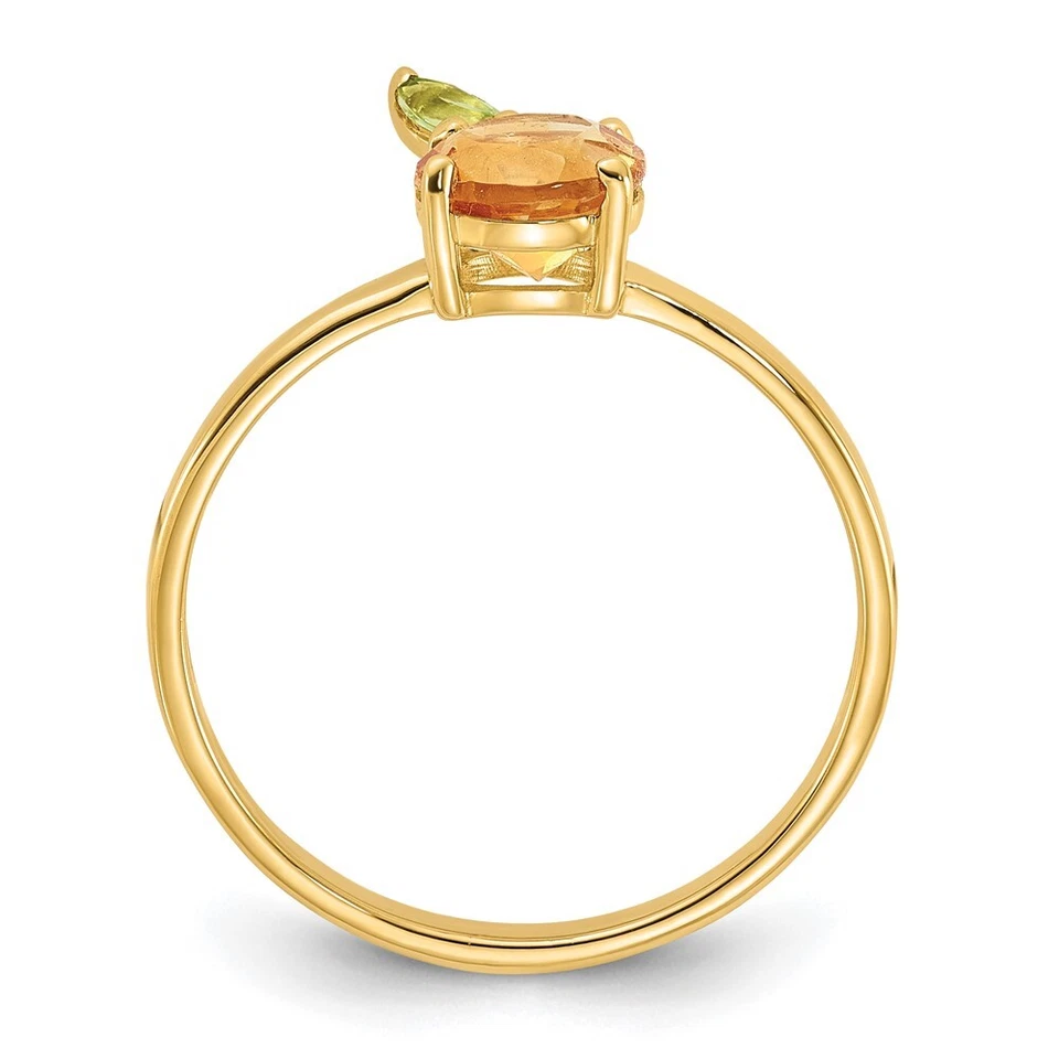 Anillo de oro amarillo de 14k 0,87 quilates citrino y peridoto naranja para mujer talla 7 Foto 2 de 4