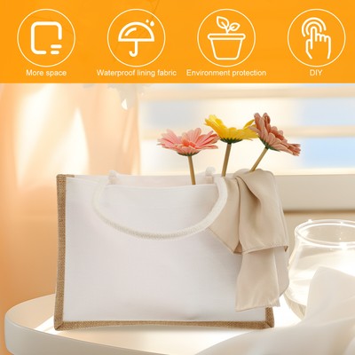 6Pcs Burlap Tote Bag Eco-Friendly Burlap Bags Portable Burlap Beach Tote liAbW-