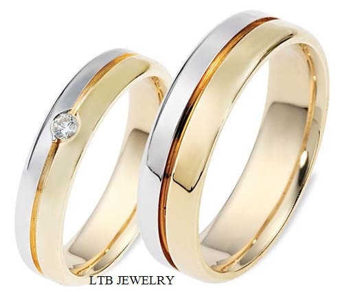 14K TWO TONE GOLD DIAMOND WEDDING BANDS, MATCHING WEDDING RINGS