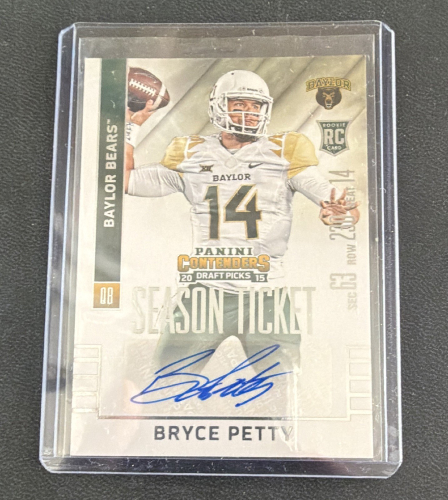 Panini Contenders Draft Picks 2015 Bryce Petty #161 Baylor Bears Rookie Auto