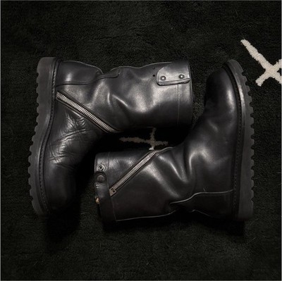 Rick Owens FW11 - ''Limo'' Leather Spiral Zip Creeper Boots