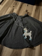 VINTAGE 1950 S Gray Wool Felt Pink POODLE Dog Circle SKIRT Handmade