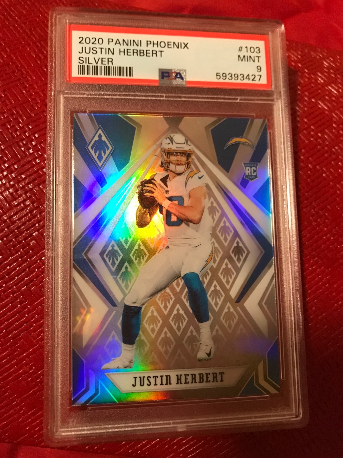 2020 Panini Phoenix  Justin Herbert  RC Silver Prizm #103 PSA 9 MINT RARE SP
