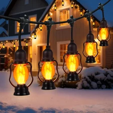 Christmas Flame String Lights , 21FT Indoor Outdoor String Lights with 10 Flicke