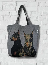 Dobermann Artsy Tapestry Tote Bag, Over the Shoulder Bag, Reusable Eco Carry