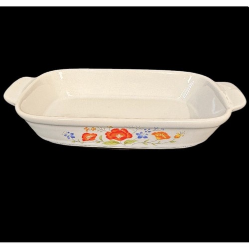 Casserole Dish White Floral Oven Proof Japan Vintage Rectangular Baking Pan 7X4