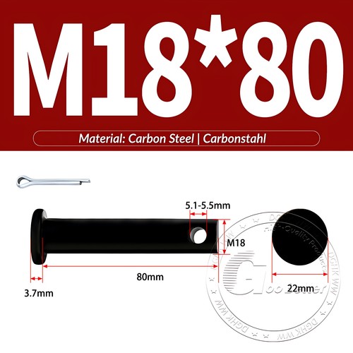 Pasador de horquilla negro pasador de bisagra pasador de retención pasador de aparejo métrico de acero al carbono M4-M30 - Imagen 149 de 201