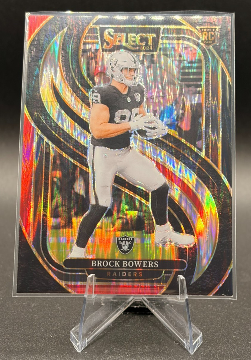 2024 Panini Select - Premier Brock Bowers #118 Red & Blue Shock Rookie Raiders