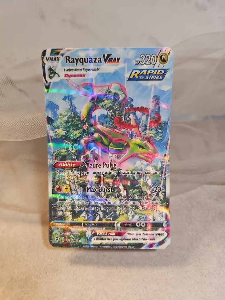 Rayquaza VMAX 218 Pokemon Sticker, Credit Card Skin Decal, Anime Holographic
