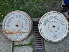 Wright Weight 50lb (20kg) x 2 - Olympic Weight Plates Grey Pair- vintage weights