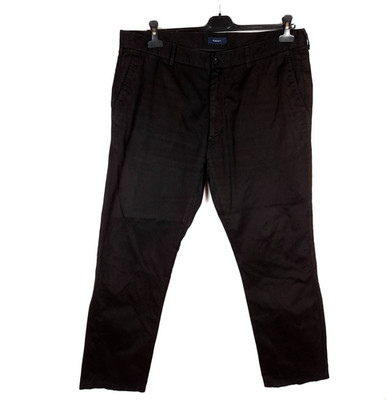 GANT HAVEN Mens Chino Trousers Size W42 L31 Regular Fit Straight Black Zip Fly