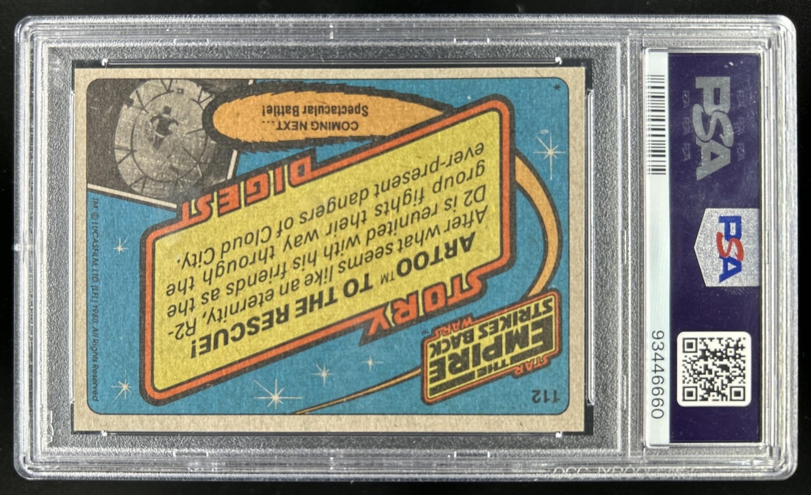 1980 Topps Star Wars: The Empire Strikes Back Artoo to Rescue! #112 PSA 9 view 2