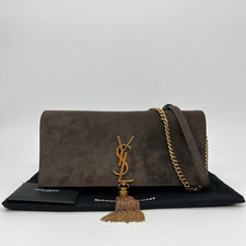 Saint Laurent YSL Kate 99 Tassel Bag in Brown Suede Gold Hardware