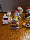 Lot Of 7 Circus Clowns Train Airplane Boat Accordian Polkadot 3" Porcelain 80s — photo 2
