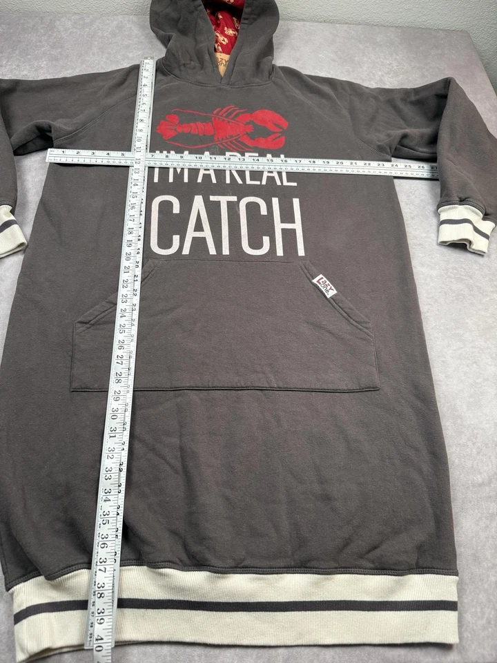 Lazy One Sleep Hoodie S/M Gray Real Catch Lobster Graphic Loungewear - Image 4 of 4